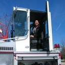 Kim Plash in fire truck